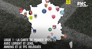 Ligue 1 : La carte de France 2020/21 avec Lorient et Lens, Amiens et le TFC relégués