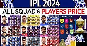 IPL 2024 - All Teams Final Players List & Price | IPL 2024 Group-B All Teams Squad & Their Price |