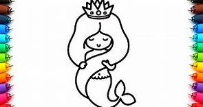 Como Dibujar una Sirena Rapunzel? Dibujos Faciles de Princesas Disney | Colorear Dibujos para Pintar