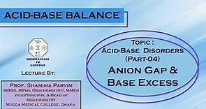 Acid-Base Disorders (Part-4) | Anion Gap & Base Excess