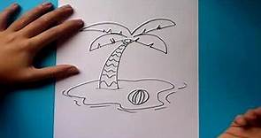 Como dibujar una palmera paso a paso | How to draw a palm tree