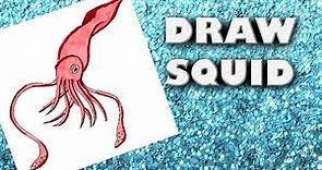 HOW TO DRAW SQUID Step by Step Drawing Tutorial. Guided follow along pencil and marker sea drawing