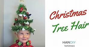 Christmas Tree Hair Tutorial - Crazy Hair Day - Ugly Sweater Party