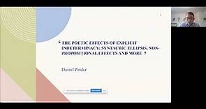 Daniel Pinder: The poetic effects of explicit indeterminacy