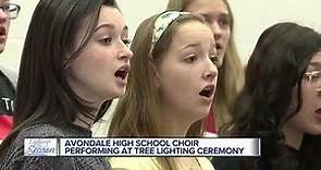 Avondale High School choir performing at tree lighting ceremony