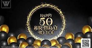 Black and Gold Happy 50th Birthday GIF with Sound for WhatsApp