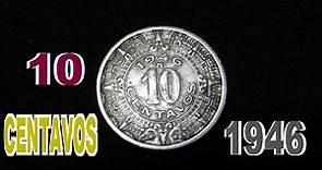 $$ Precio de Moneda 10 centavos 1946 Calendario Azteca