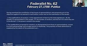 Federalist 62 Explained | What Is The Role Of The Senate?