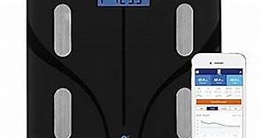 Weight Watchers Scales by Conair Smart Scale for Body Weight, Digital Bluetooth Smart Bathroom Scale with Body Fat, Muscle, and BMI in Black