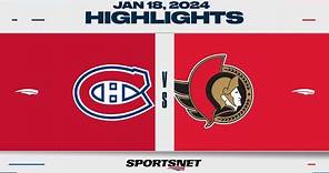 NHL Highlights | Canadiens vs. Senators - January 18, 2024