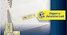 Avery Printable Return Address Labels, 0.75" x 2.25", Gold Foil, 300 Blank Mailing Labels (08987)