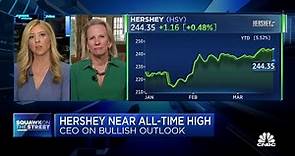 Hershey CEO Michele Buck discusses bullish outlook and stock nearing all-time high