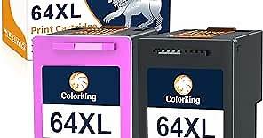 ColorKing Remanufactured 64XL Ink Cartridge Combo Pack Replacement for HP Ink 64 64XL for HP Envy Photo 7858 7855 7155 6255 7164 7864 7158 7160 6252 5542 Tango Series Printers(1 Black, 1 Color)