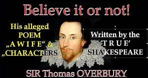 Thomas Overbury's "A WIFE and CHARACTERS" written by the "TRUE" SHAKESPEARE (Marlowe)