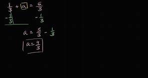 Ecuaciones de suma y resta de un paso: fracciones y decimales