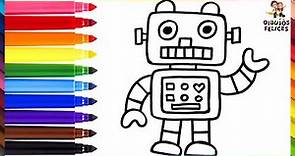 Dibuja y Colorea Un Lindo Robot Arcoiris 🤖🦾🦿🌈 Dibujos Para Niños