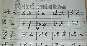 Escritura en letra cursiva del abecedario