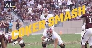 Jacob Coker smashes a Texas A&M defender