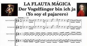 La flauta mágica. Canción del pajarero. Mozart. Partitura Orff.