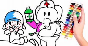 Colorea a ELLY enfermera y a POCOYÓ con varicela 🩺💙 Dibujos para niños