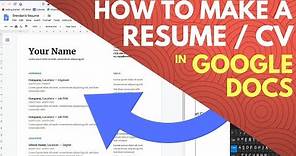 How to Make a Resume on Google Docs in Google Drive