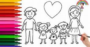 Family Drawing 5 Members Easy Step By Step 👩👨👧👦👶🌈 Drawing Family For Kids