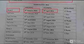 2024 Academic calendar.Term 1-term 3 Term dates