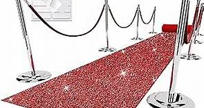 Glitter Red Carpet Runner for Party, 2.46X15 ft, 200 GSM Glitter Non-Woven Fabric, Hollywood Red Carpet for Event, Aisle Runner for Wedding Ceremony, Movie Theme Party Decorations