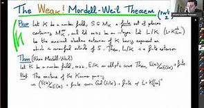 Elliptic Curves - Lecture 23a - The proof of the weak Mordell-Weil theorem