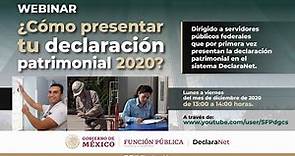 Webinar: ¿Cómo presentar tu declaración patrimonial 2020?, a través del sistema DeclaraNet.