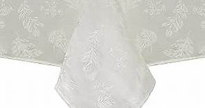 Elrene Home Fashions Elegant Woven Leaves Jacquard Damask Tablecloth, 60" x 102, Oblong, Ivory
