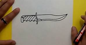 Como dibujar un cuchillo paso a paso | How to draw a knife