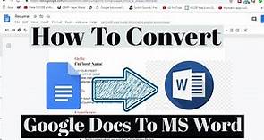 How To Convert Google Docs File To MS Word DocX | Convert Google Doc To Microsoft Word