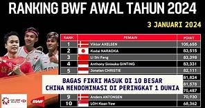 Ranking BWF Terbaru Awal Tahun 2024, Pemain Indonesia Makin Melorot Peringkatnya, China Mendominasi