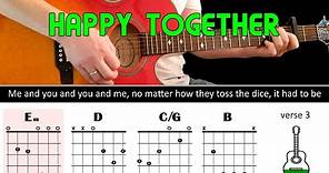Easy play along series - HAPPY TOGETHER - Acoustic guitar lesson (chords & lyrics) - The Turtles