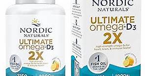 Nordic Naturals Ultimate Omega 2X with Vitamin D3, Lemon Flavor - 60 Soft Gels - 2150 mg Omega-3 + 1000 IU D3 - Omega-3 Fish Oil - EPA & DHA - Brain, Heart, Joint, & Immune Health - 30 Servings