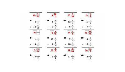 adding fractions worksheet answers