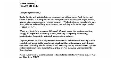 Sample Letter To Ask For Volunteers