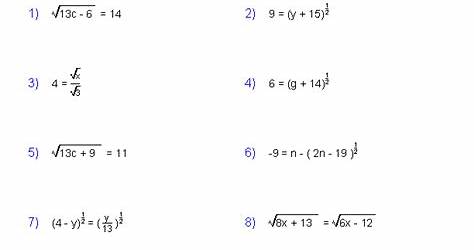 Equations With Square Roots Worksheet