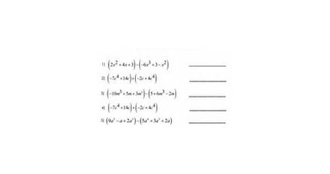 Adding Subtracting And Multiplying Polynomials Worksheets