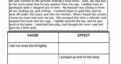 Cause And Effect Comprehension Worksheet