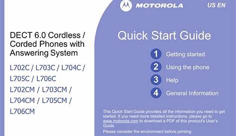 MOTOROLA L702C QUICK START MANUAL Pdf Download | ManualsLib
