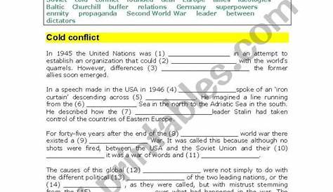 Wars - The Cold War - Esl Worksheeterika201167 | Cold War Printable Worksheets | Printable