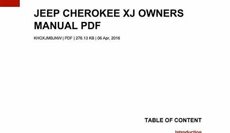 Jeep cherokee xj owners manual pdf by SamuelDelgado1623 - Issuu