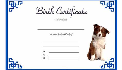 Dog Birth Certificate Template Editable [9+ Designs FREE] – Fresh