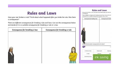 rules and laws activity worksheets