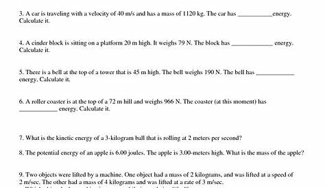 15 Potential Energy Worksheets With Answer Key / worksheeto.com