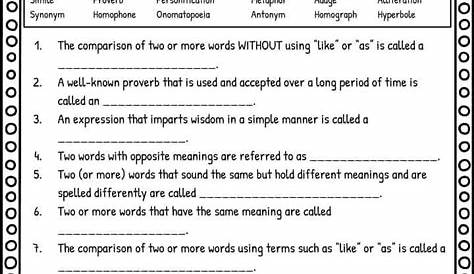 Figurative Language Worksheets | Definition & Examples | Language