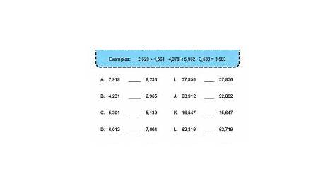 Comparing And Ordering Whole Numbers Worksheets 4Th Grade Pdf - canvas