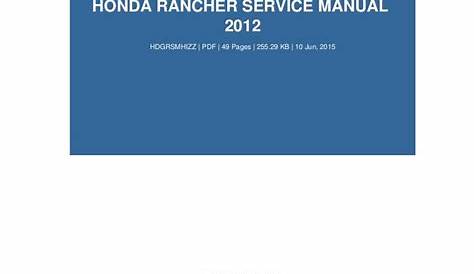 honda rancher 350 owners manual